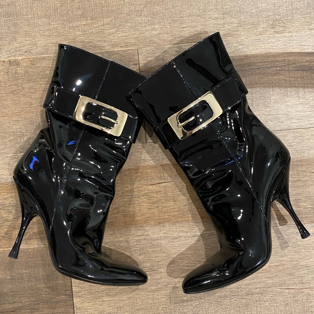 Gucci patent leather boots. Excellent condition.